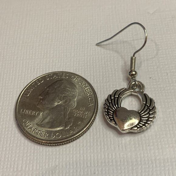 Heart Earring, Valentine's Day Earring, Winged Heart Earring, Love Earring, Gift - Picture 5 of 6